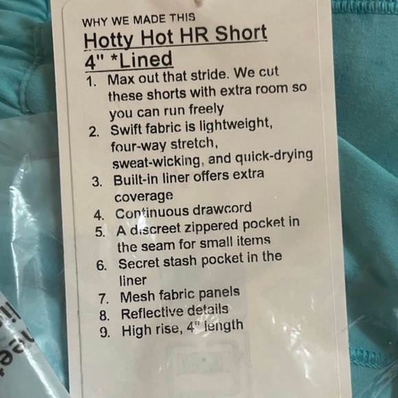 🔥LULULEMON HIGH RISE HOTTY HOT SHORT 4”-ELECTRIC TURQUOISE-6/10🔥 - Picture 10 of 11